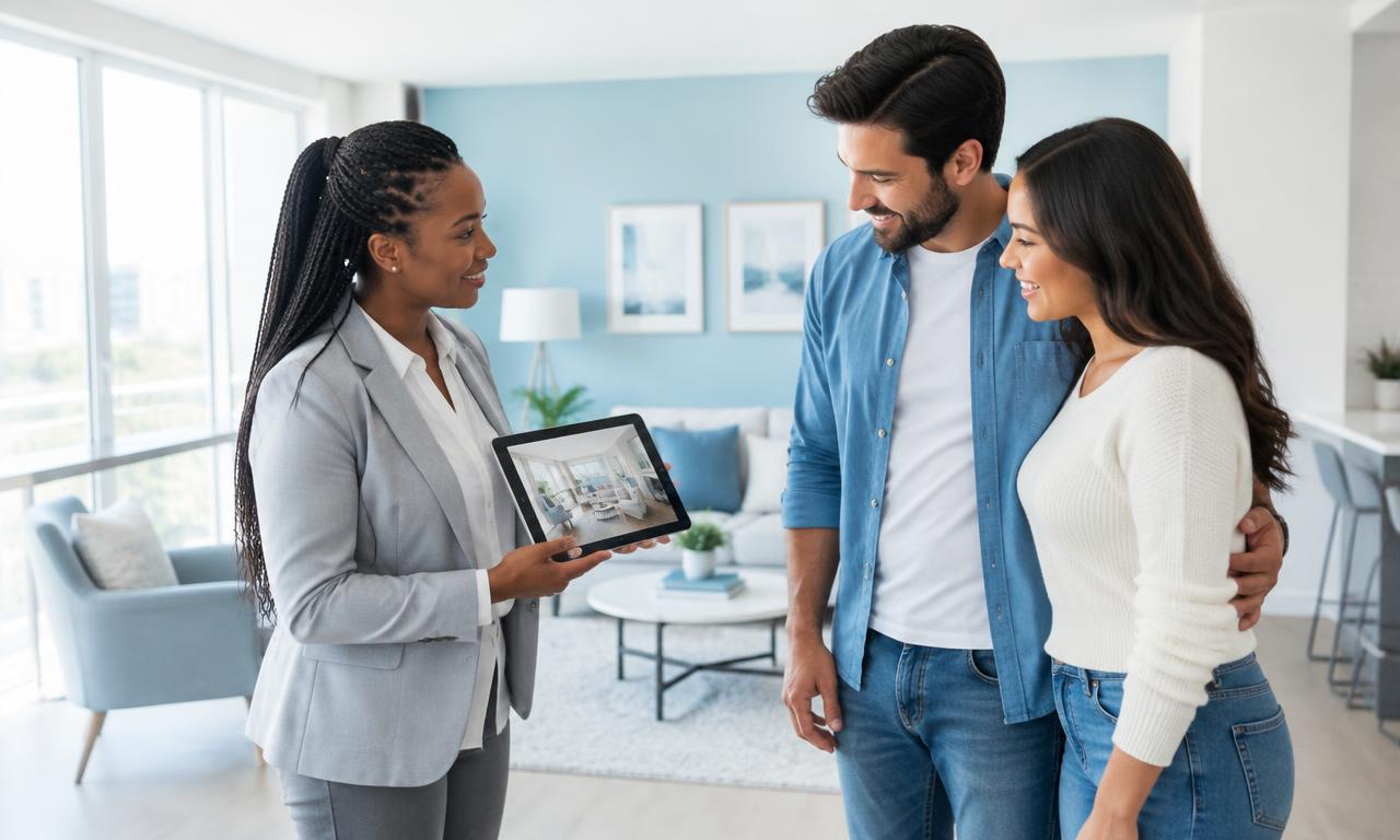 Property advisor showing an apartment to prospective residents